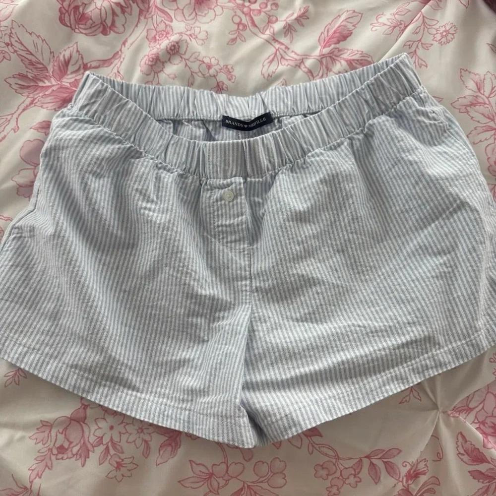 Brandy Melville Light Blue Striped Shorts - Picture 3 of 8